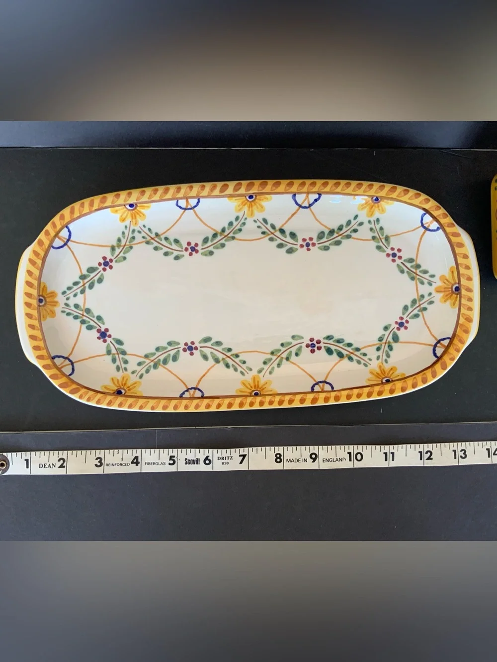 Handpainted Ceramic Oil & Vinegar Cruets Set with base tray, Portugal